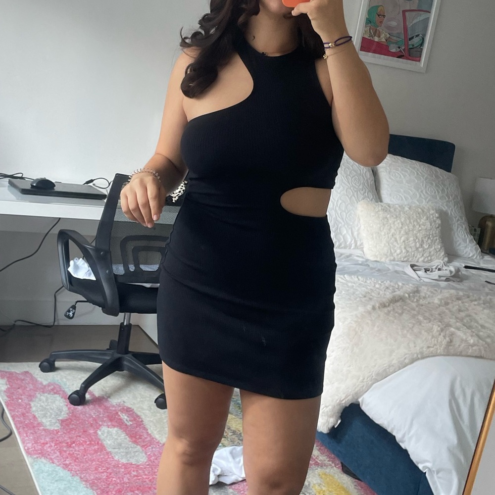 A&F black mini dress with cutouts